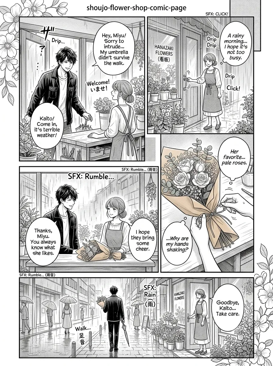 Flower Shop Goodbye — Full Shoujo Page — AI-generated Shoujo Manga preview