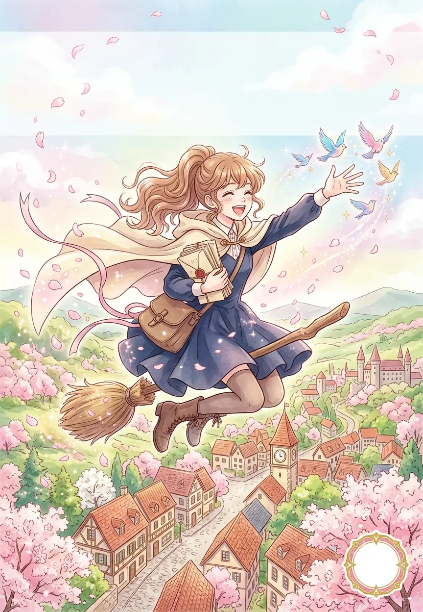 AI-generated preview of "Witch Apprentice Spring Cover" — Shoujo Manga comic prompt result