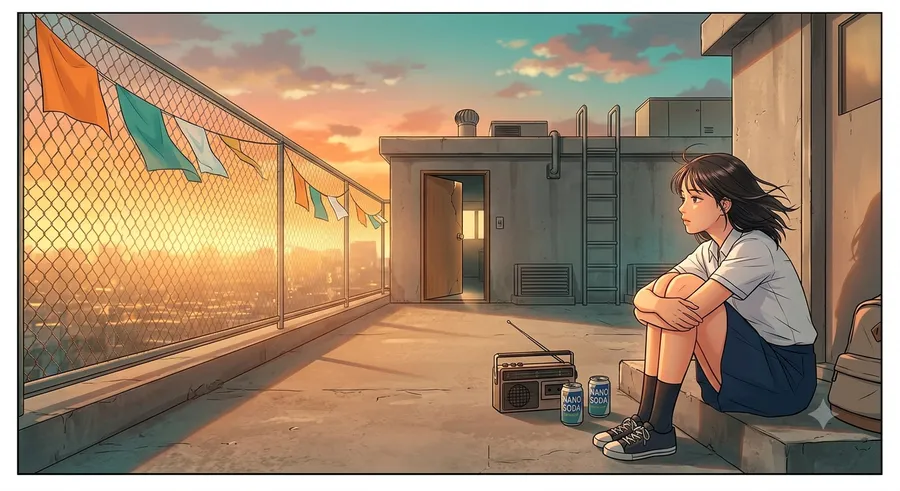 Summer Rooftop Secret — Webtoon Panel — AI-generated Webtoon / Vertical Scroll preview